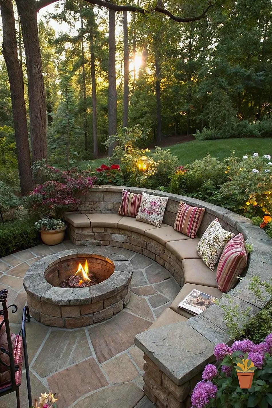 A Sunken Fire Pit Area Carved from Bare Lawn