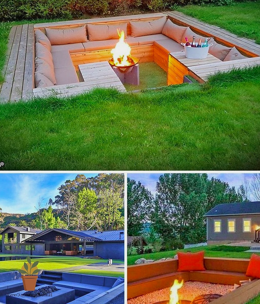 Sunken Firepit with Built-In Seating