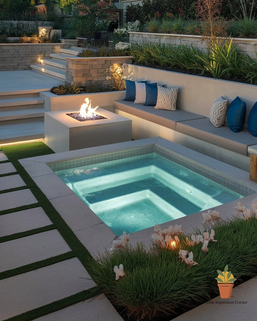 Sunken Hot Tub with Stone Surround