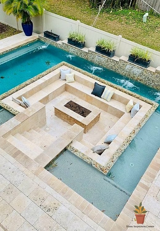 7 Backyard Oasis Designs You Need to See Right Now 2 Sunken Lounge Pit with Built-In Seating