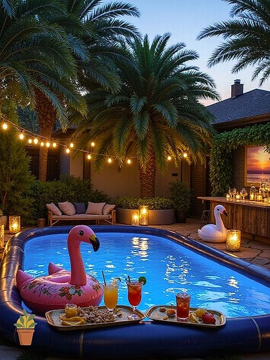 Sunset Lounge Setup with Ambient Lighting