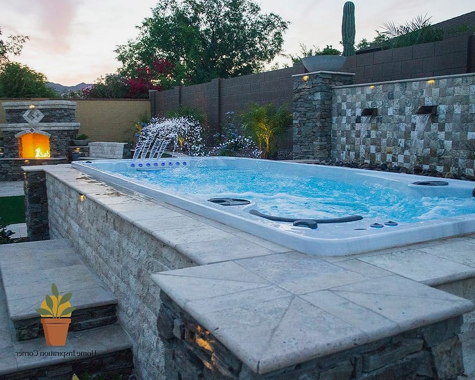 Swim Spa Wrapped in Natural Stone