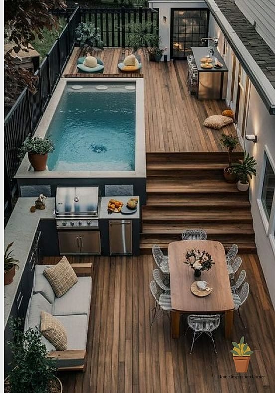 Swim Spa Paired with an Outdoor Kitchen