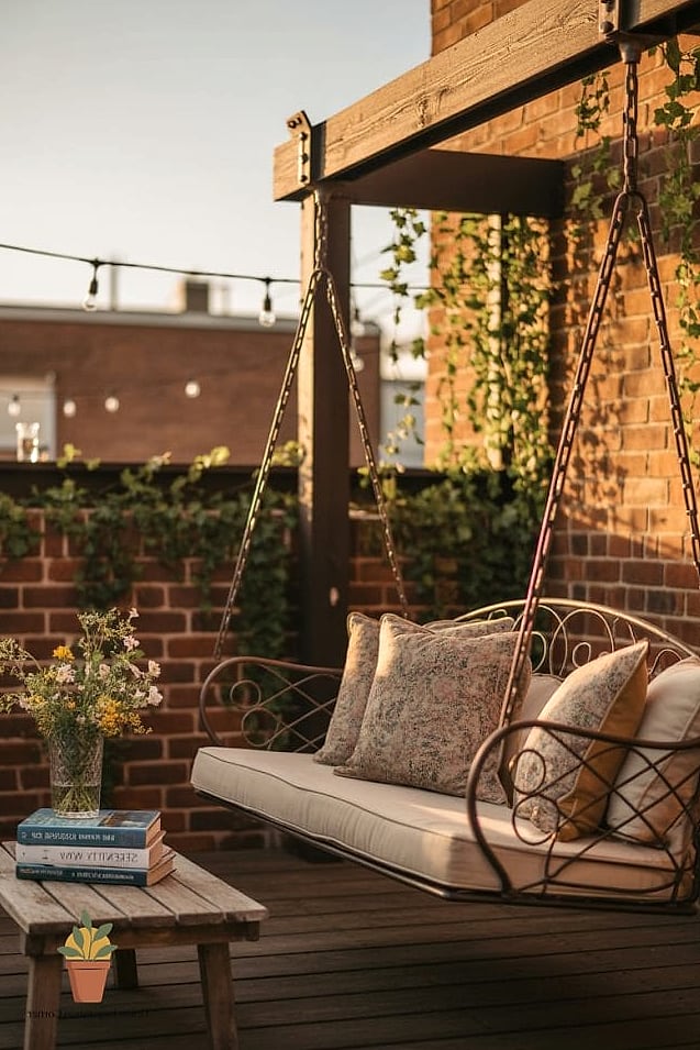 Swing Seating Area with Cushions
