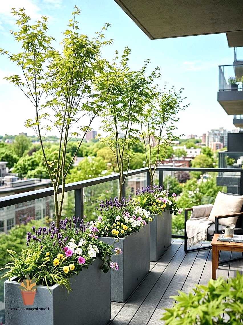 Tall Potted Trees and Shrubs