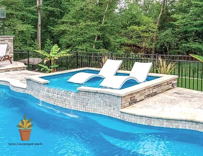 14 Backyard Pool And Patio Ideas Designs You Need to See Right Now 6 Tanning Ledges with Umbrella Sleeves