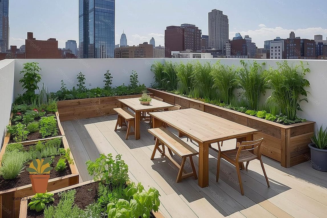 Terrace with a Built-In Planter Bench