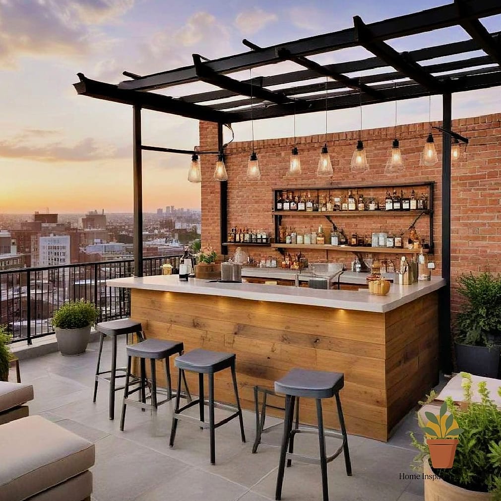 Terrace with a Cocktail and Bar Cart Station