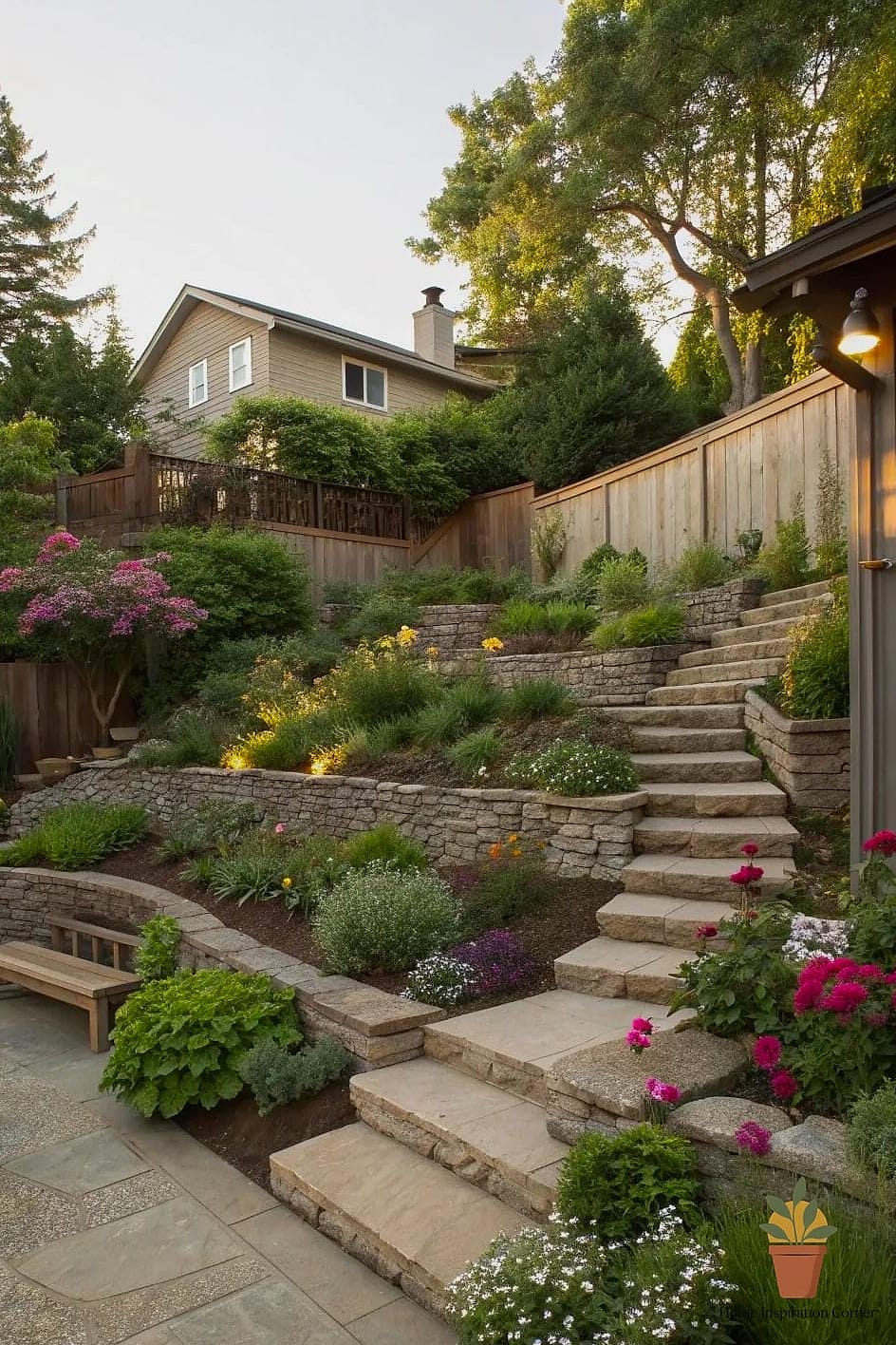 Terraced Backyard on a Slope