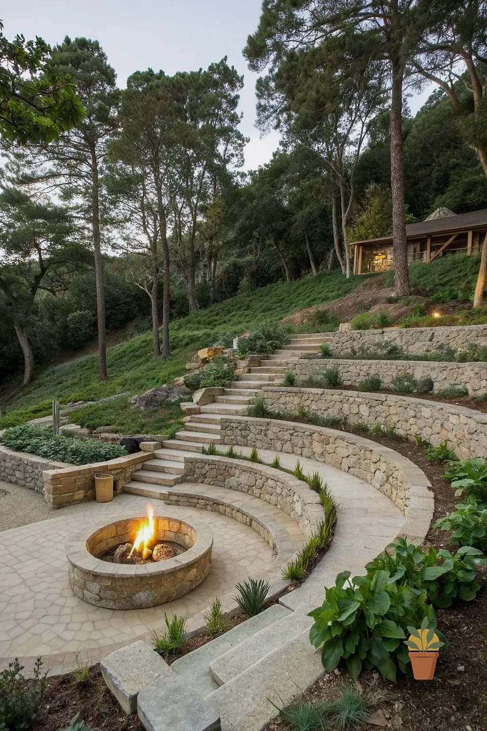 Terraced Hillside Fire Pit
