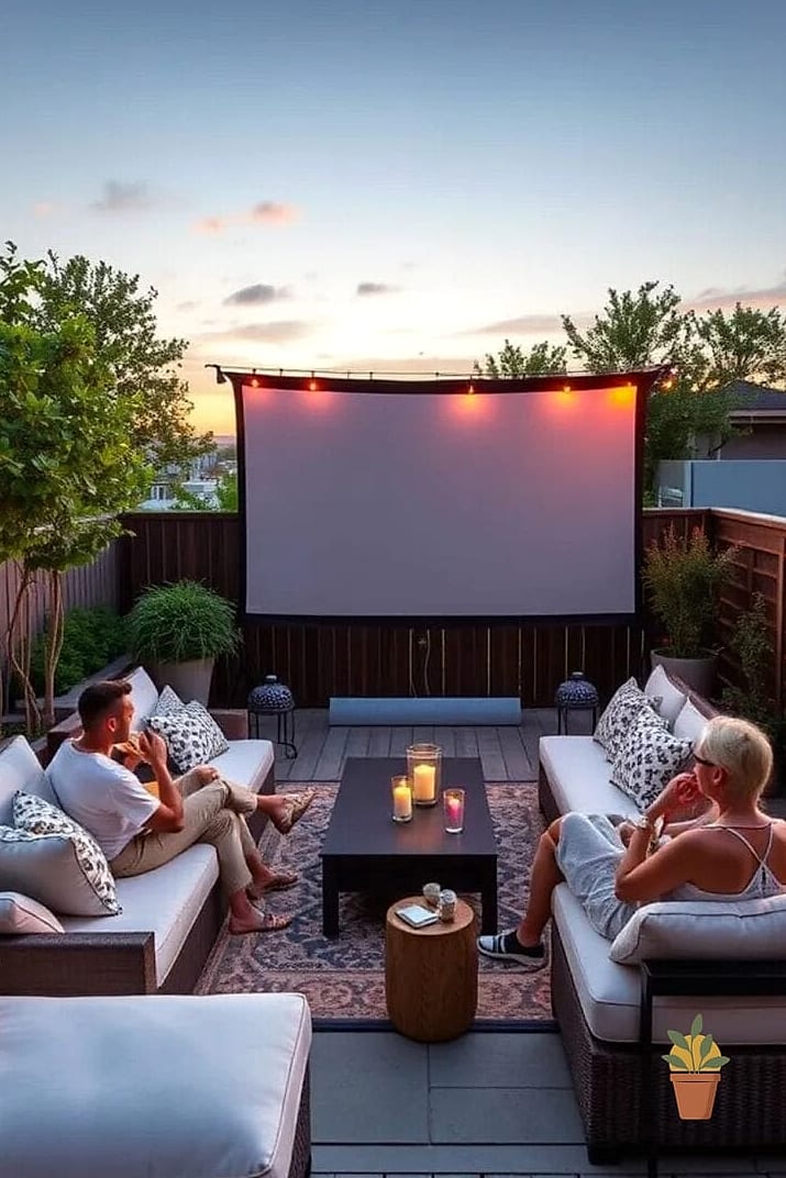 Terrace Movie Night Setup