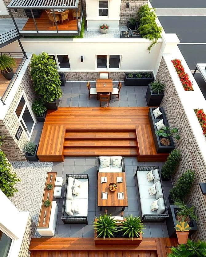 19 Terrace Interior Design Photos That Will Inspire Your Next Project 20 Terrace with Multi-Level Seating and Planters