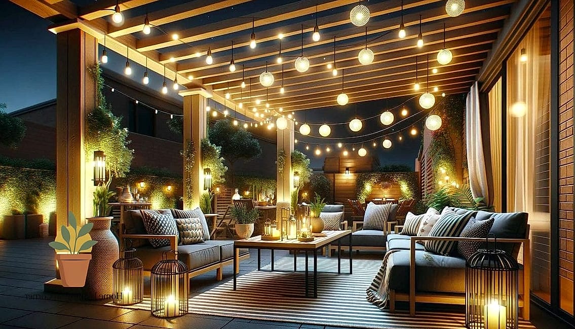 19 Terrace Interior Design Photos That Will Inspire Your Next Project 16 Terrace with Pergola and String Lighting