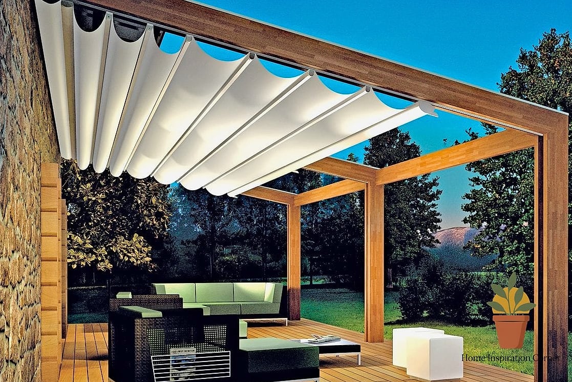 Terrace with a Pergola and Retractable Shade