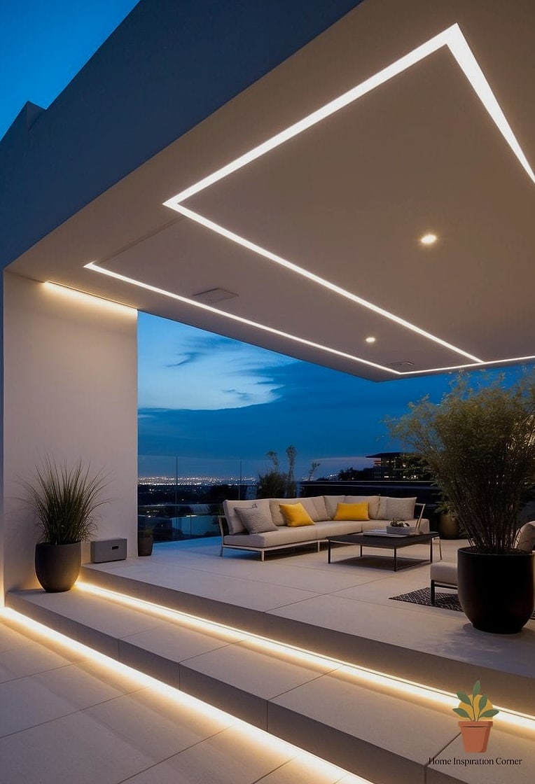 Terrace with Recessed Lighting and No Overhead Fixtures