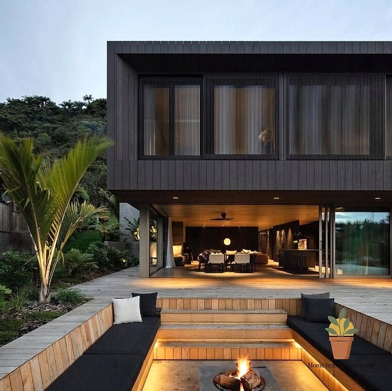 Terrace with a Sunken Fire Pit Area