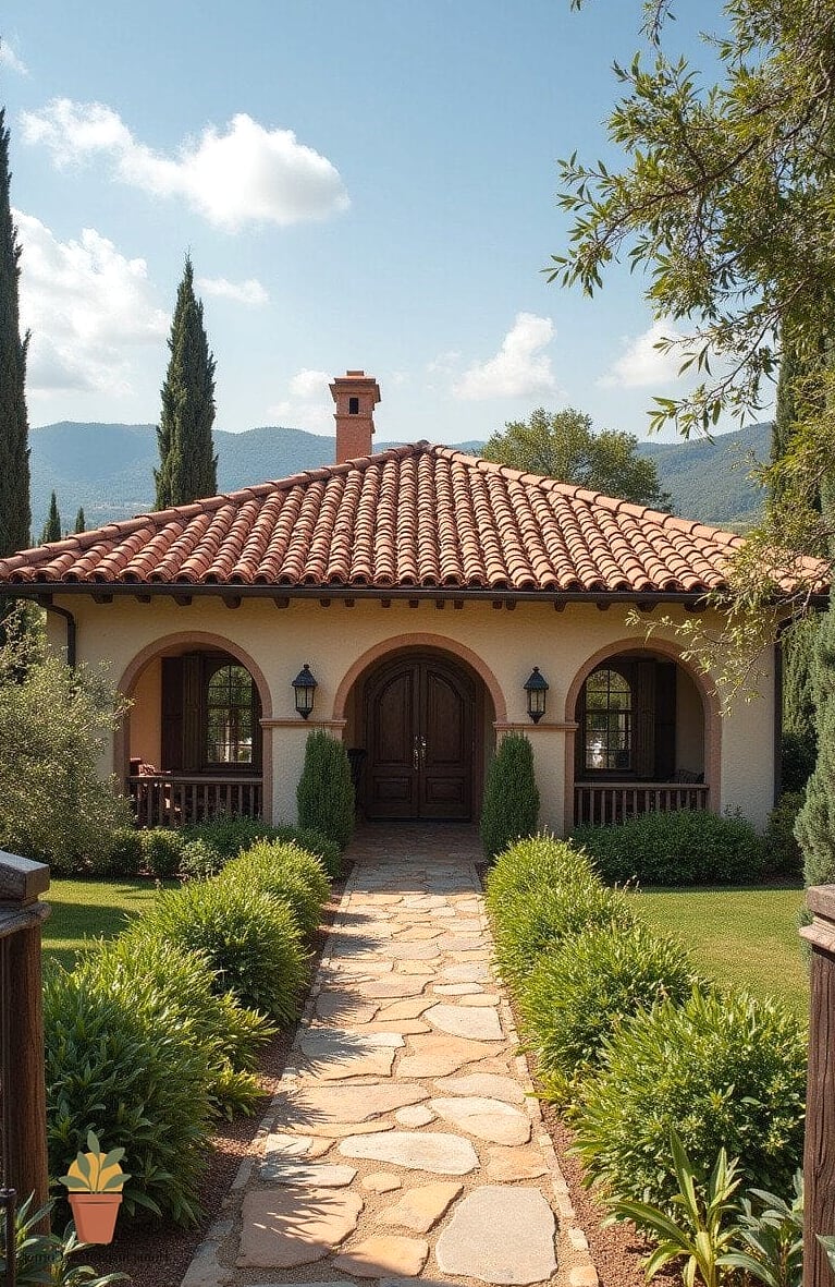 Terracotta Roof Tiles Over a Covered Patio