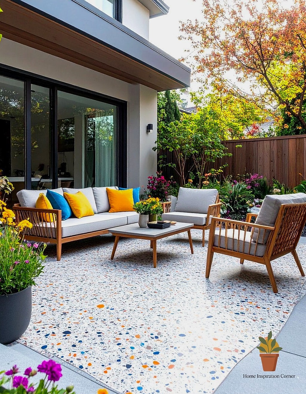 Terrazzo-Inspired Concrete Flooring