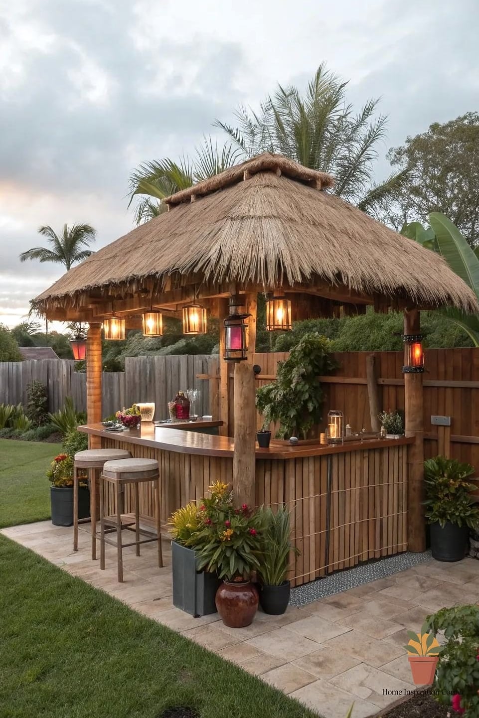 30 Backyard Bar Ideas Designs That Maximize Style and Function 15 Thatched Roof Bar for Shade and Style