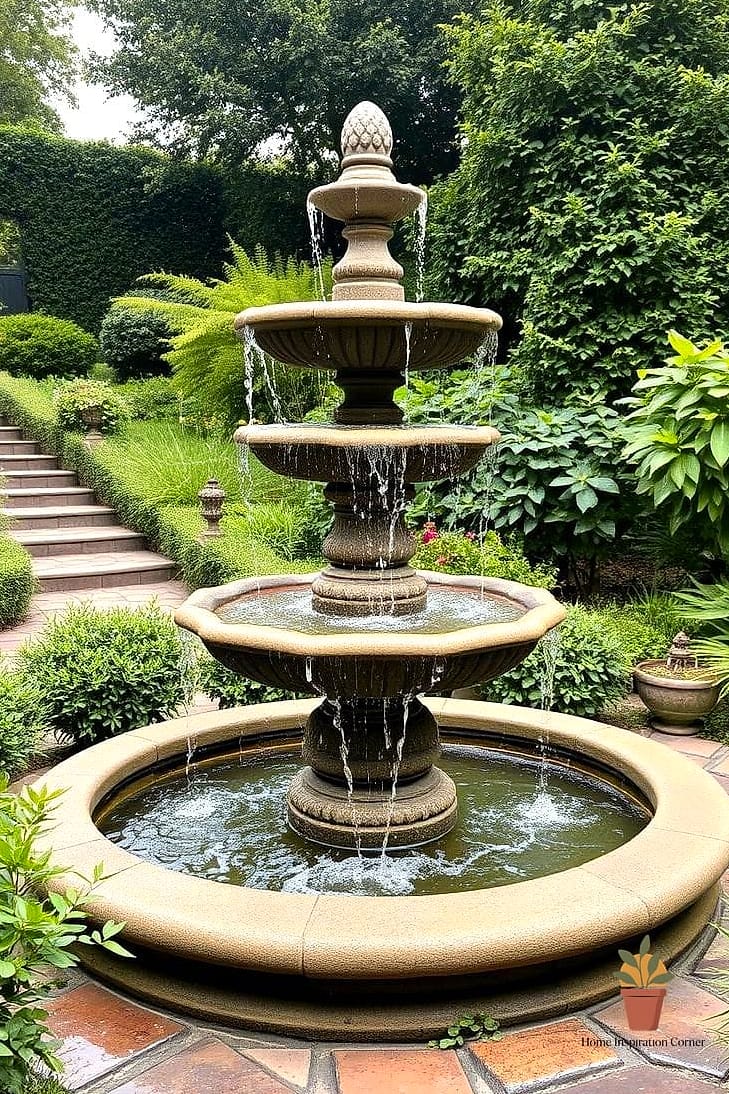 Tiered Stone Fountains for Classic Charm