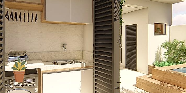 Tiled Wash Station with a Built-In Basin