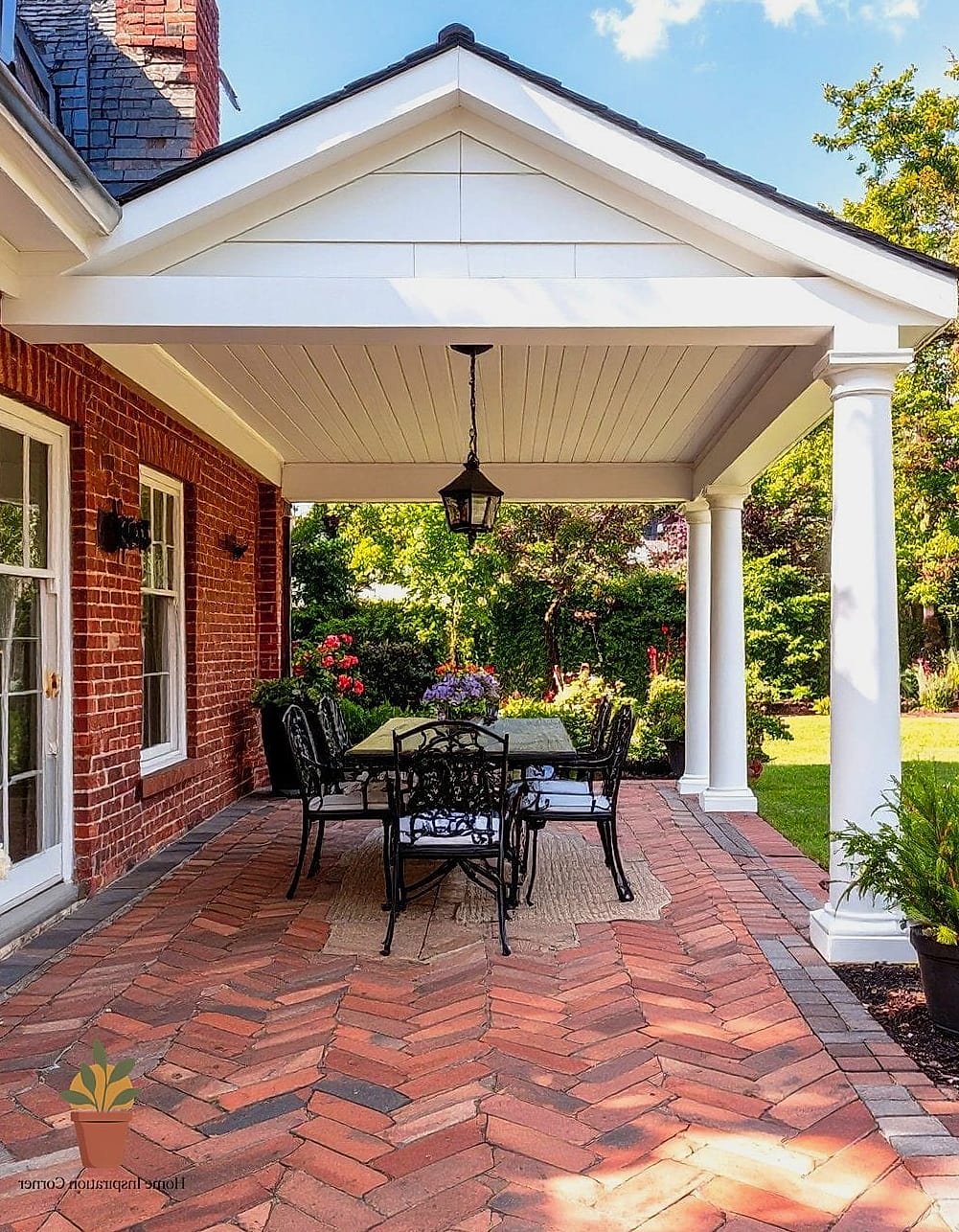 Traditional Brick Fireplace with Mantel Shelf