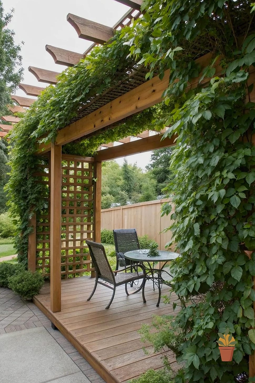 A Trellis Wall with String Lights