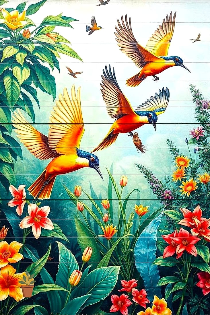 Tropical Bird and Foliage Scenes