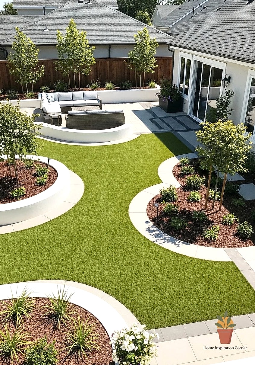 Turf Lawn with Defined Garden Borders