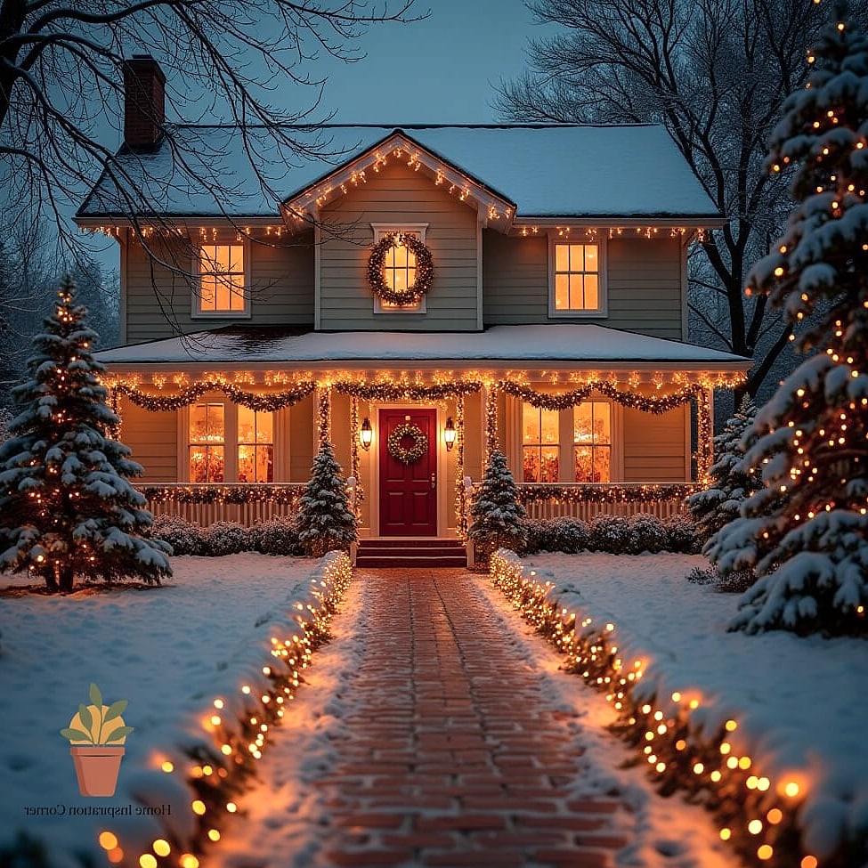Twinkling Fairy Lights in Trees and Shrubs