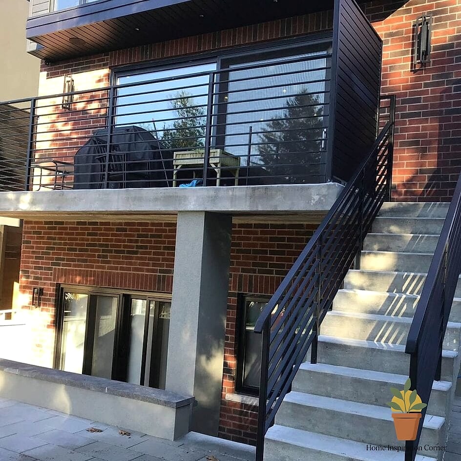 Two-Level Iron Railing for Tiered Balconies