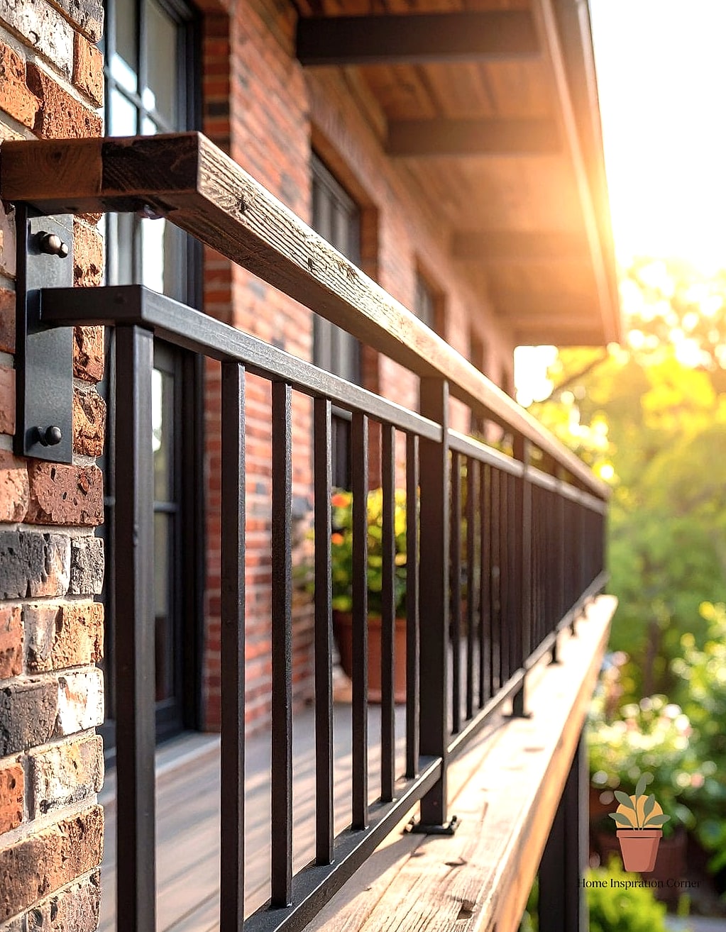 Two-Tone Iron and Wood Top Rail