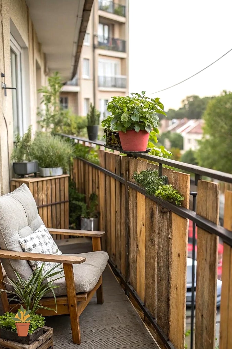Two-Tone Wood and Black Metal Fence