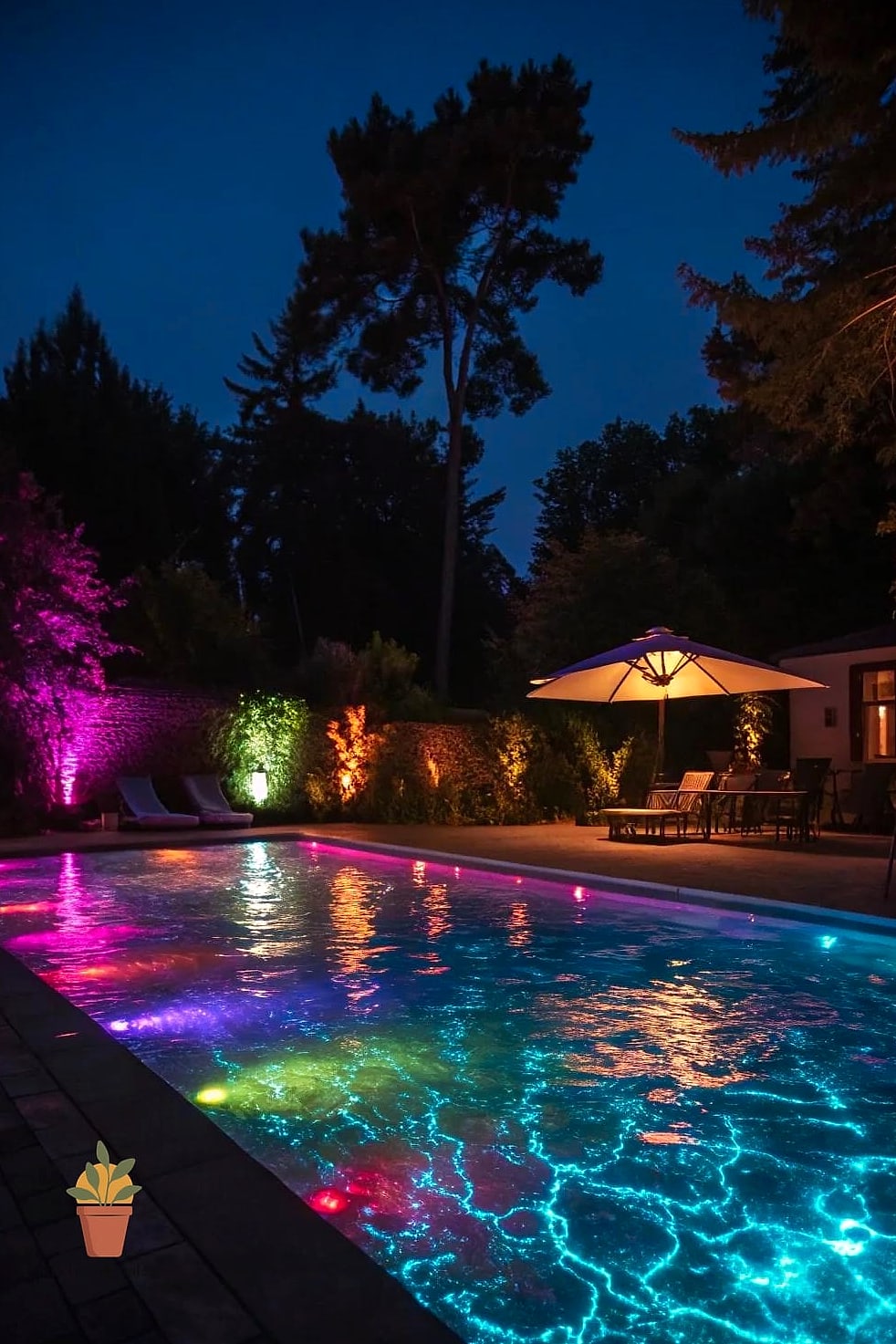 Underwater Color-Changing Light Show Synced to Music