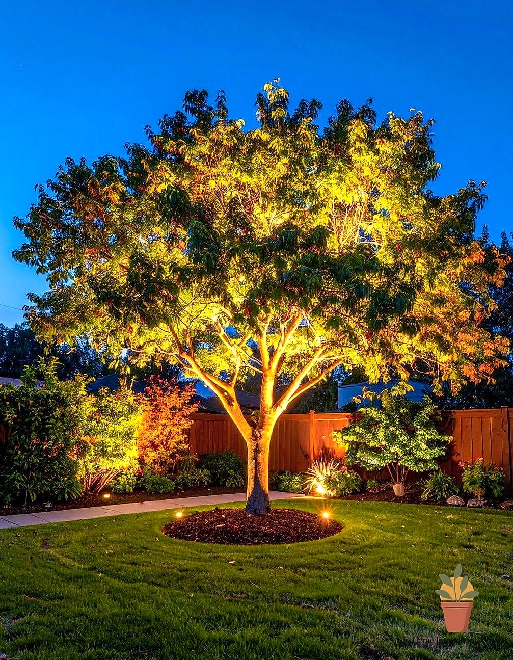 Uplighting on Trees and Shrubs