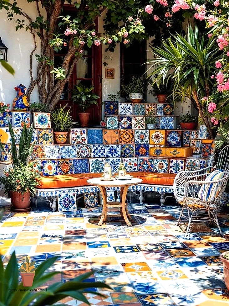 19 Patio Interno Ideas That Are Both Stylish and Practical 17 Use Colorful Talavera or Zellige Tile Accents