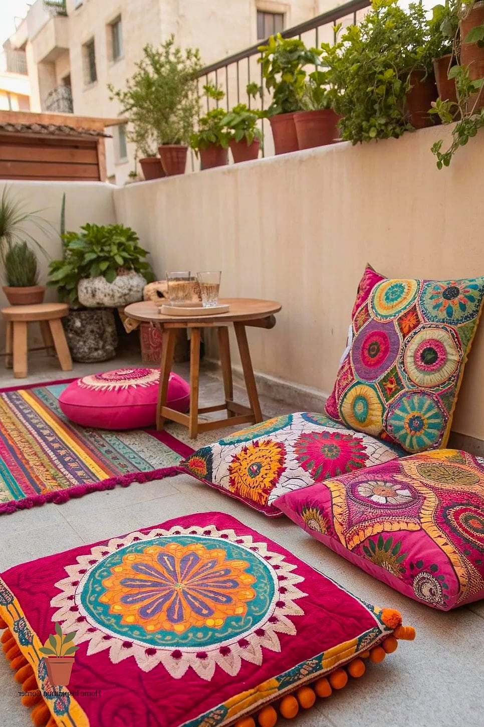 Use a Patterned Outdoor Pillow as a Focal Point