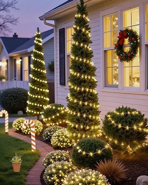 Use Uplighting on Shrubs and Columns