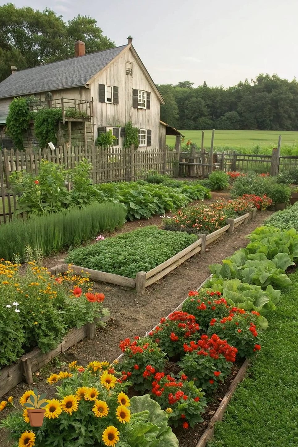 A Vegetable Garden with Raised Beds