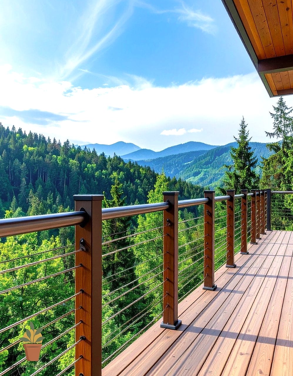 15 Creative Patio Railing Ideas Ideas You Haven't Seen Before 7 Vertical Cable with Wood Posts