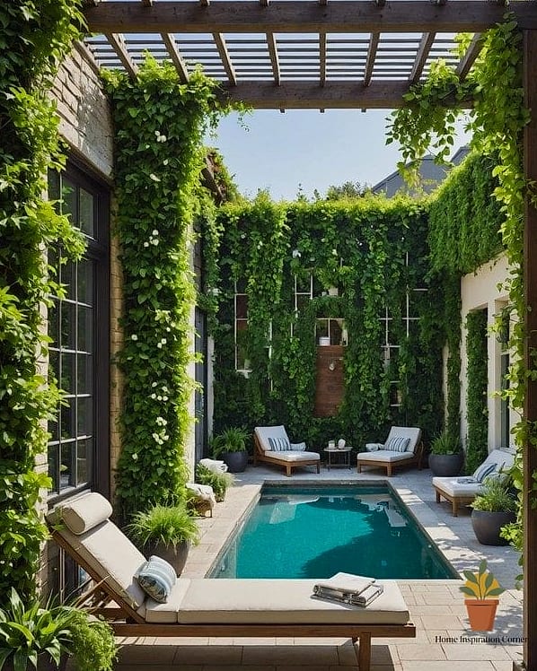 14 Backyard Pool And Patio Ideas Designs You Need to See Right Now 10 Vertical Garden Walls for Pool Privacy