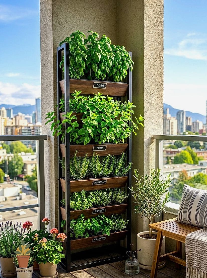 23 Balcony Decoration Ideas Looks We're Obsessed With This Year 3 Vertical Herb Garden