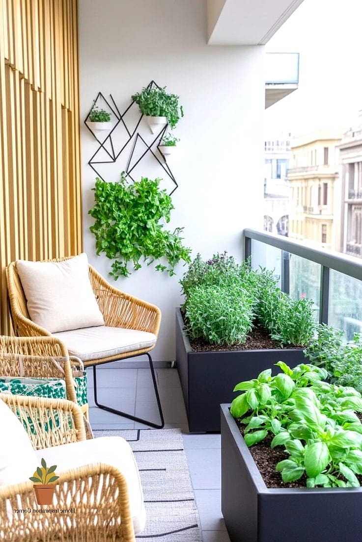 20 Cozy Balcony Aesthetic Concepts That Are Actually Achievable on a Budget 5 Vertical Herb Garden Wall