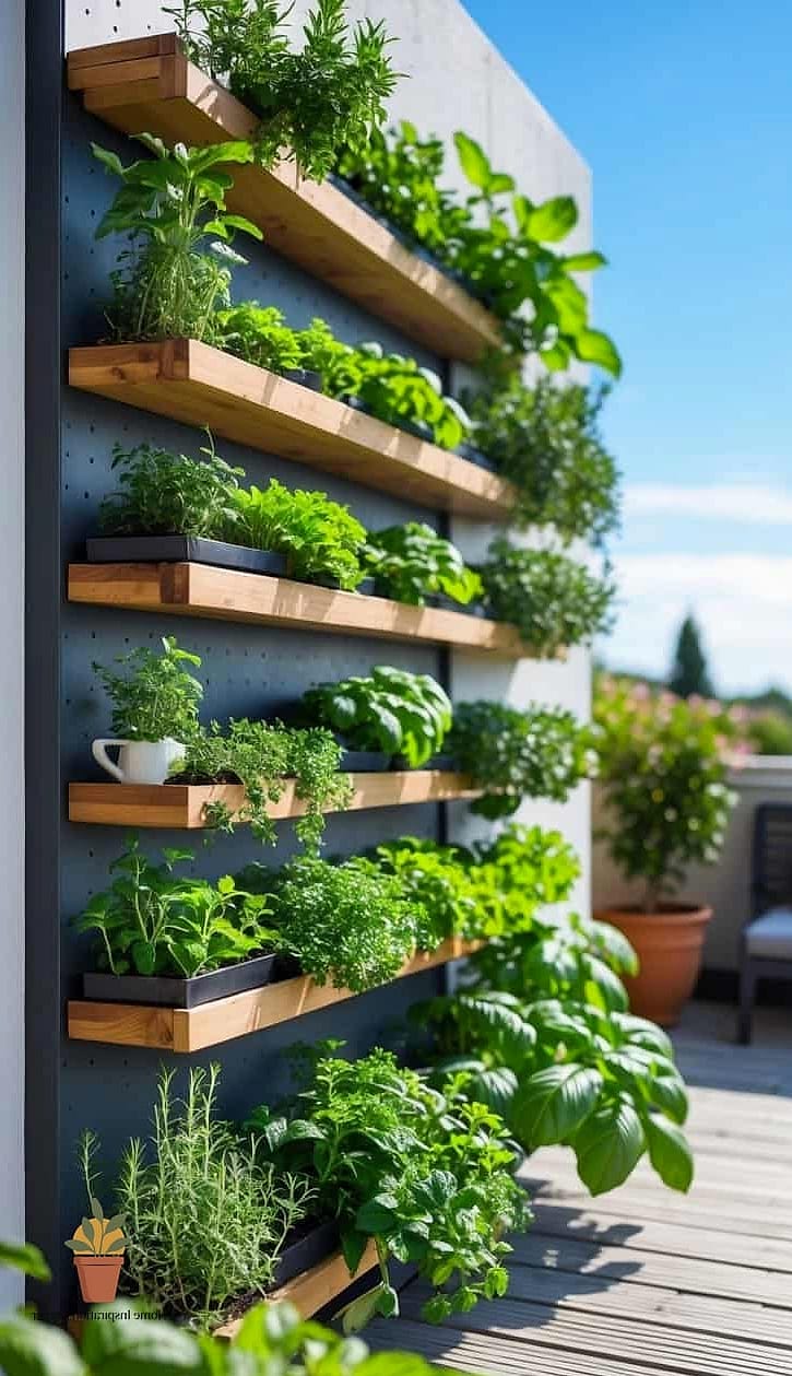 25 Home Terrace Ideas Ideas That Will Transform Your Space 24 Vertical Herb Ladder for Small Terraces