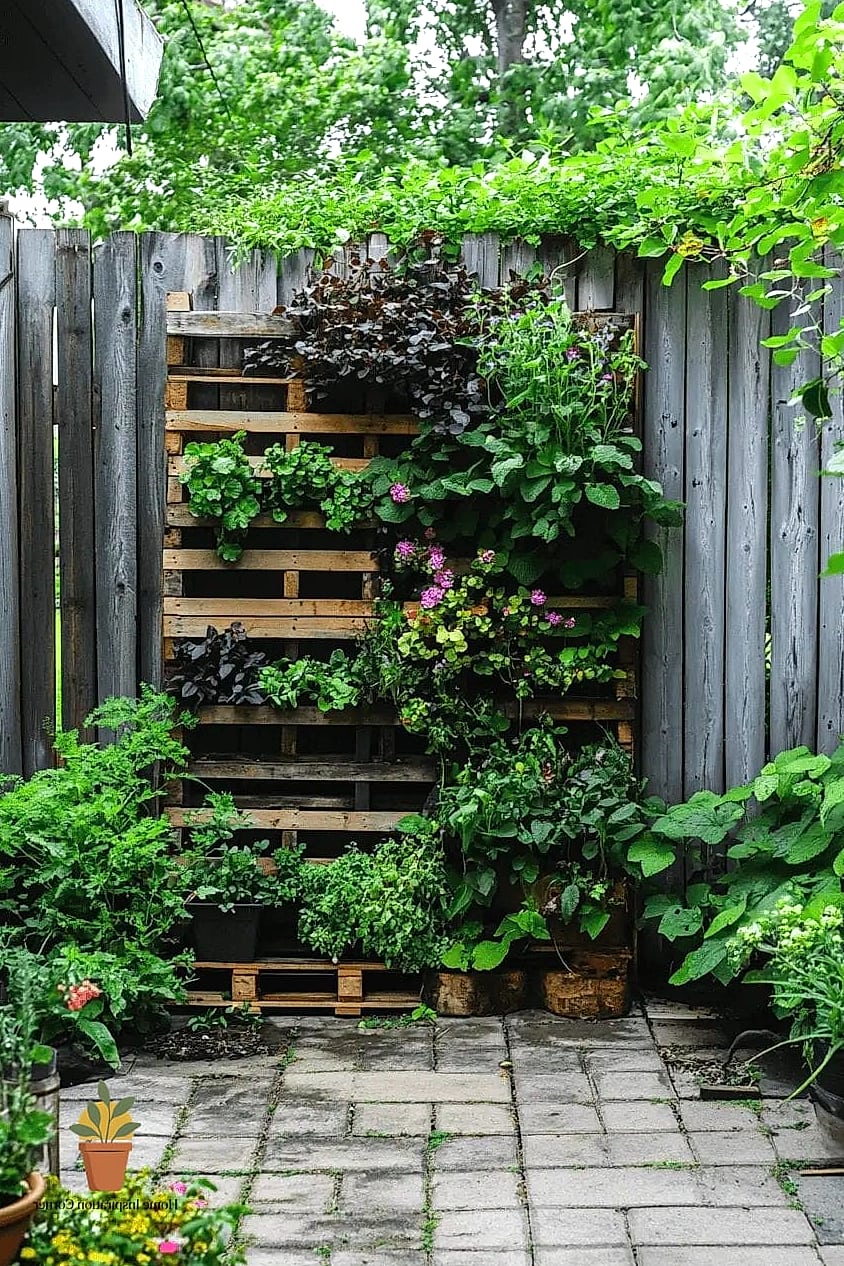 A Vertical Pallet Herb Wall