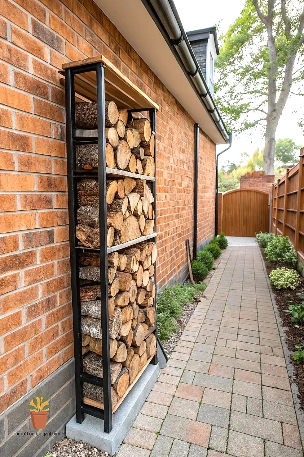 Vertical Wall-Mounted Firewood Rack