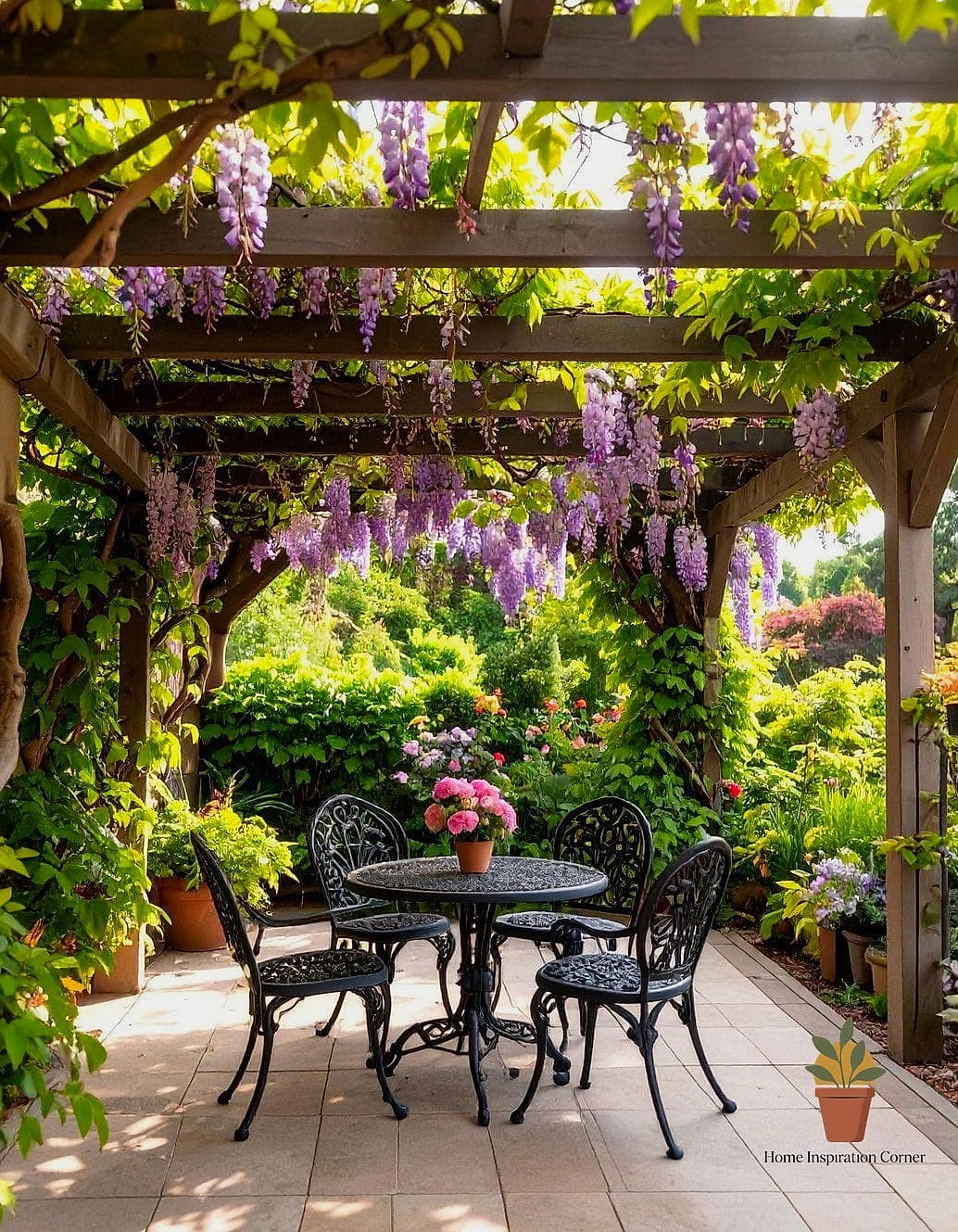 Vine-Covered Wood Pergola
