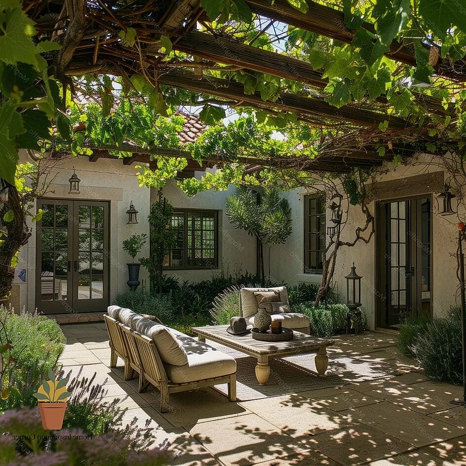 Vine-Covered Wood Lattice