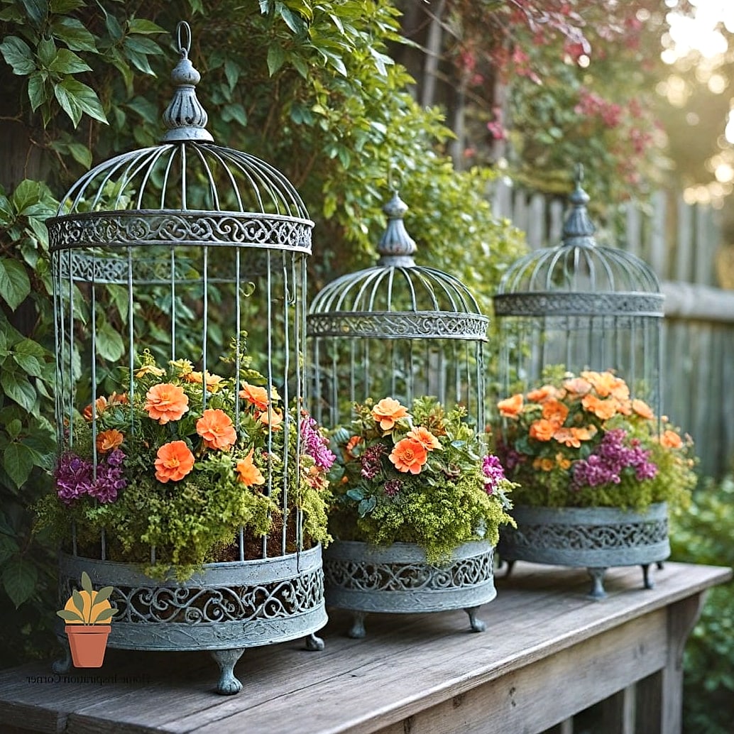 Vintage Birdcage Planter
