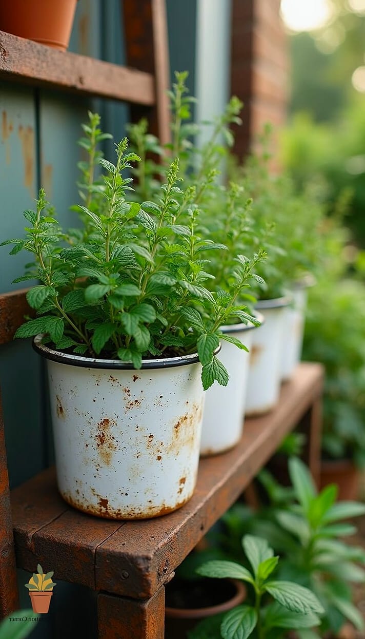 Vintage Enamelware Planters